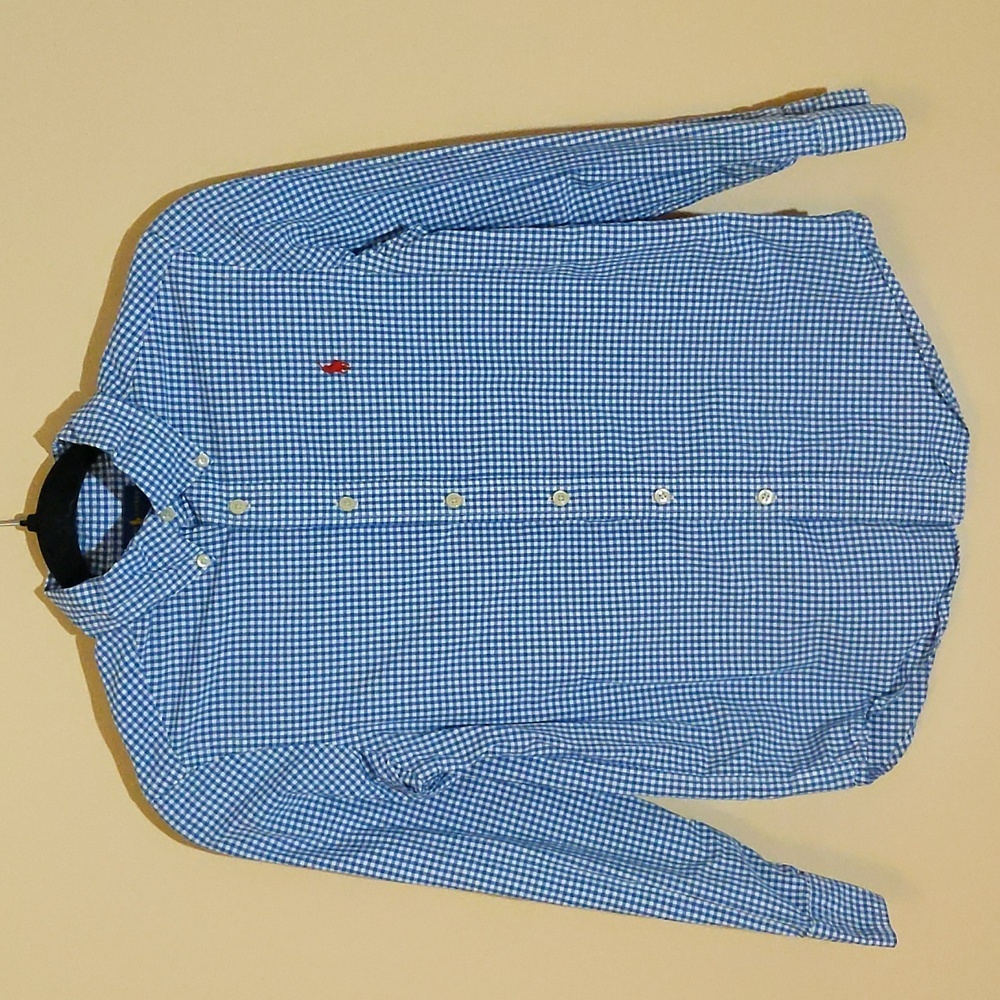 Ralph Lauren| Blue and White Checkered Button Down Shirt